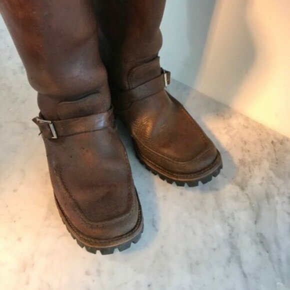 Outdoor Tall Brown Leather Snake Boots - Picture 3 of 12